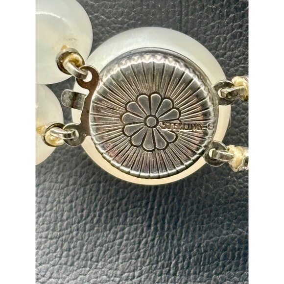 Vintage Lucite Beads, Pale Blue Moonglow, Double Strand Necklace, Sterling Clasp - Picture 8 of 9